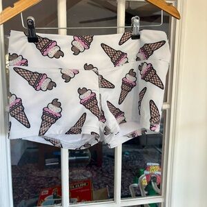Ice Cream Print Womens Workout Booty Shorts